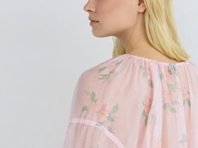 Блузка из тенселя с завязками, Розовый