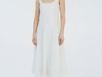 Платье миди с вырезом каре, Белый