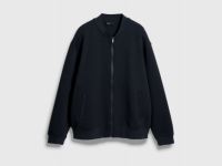 Бомбер на молнии из ткани интерлок, Черный