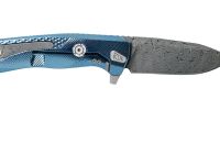 Нож складной LionSteel ROK DD BL, дамасская сталь, рукоять титан, синий