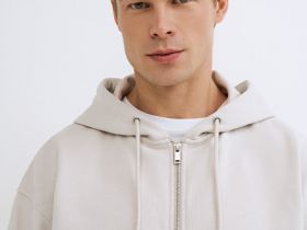 Толстовка на молнии с капюшоном, Белый
