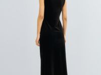 Бархатное платье с асимметричными лямками, Коричневый