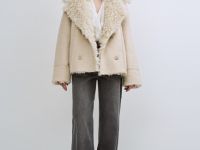 Дублёнка из искусственной замши и меха, Бежевый