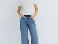 Поло в рубчик с коротким рукавом, Белый