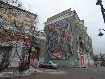 Мозаичное панно "Комсомол в решающие моменты истории"