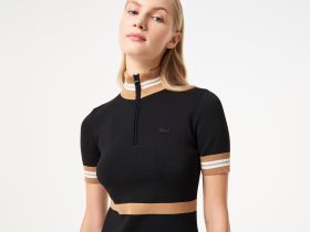 Женское платье Lacoste приталенного кроя с высоким воротом на молнии