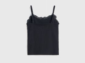 Майка с кружевом для девочек, Черный