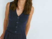 Вязаный жилет для девочек, Синий