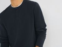 Лонгслив с воротником хенли, Синий