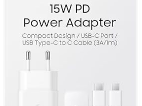 Зарядное устройство Samsung EP-T1510XWEGEU с кабелем USB-C Белое