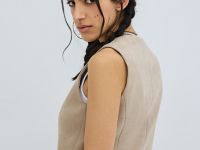 Жилет из искусственной замши, Бежевый