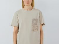 Футболка с вышивкой, Бежевый