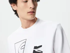 Мужской хлопковый свитшот Lacoste с круглым вырезом и принтом