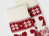 Носки с новогодним узором, Белый