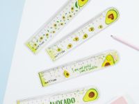 Линейка пластиковая MESHU "Avocado" 15 см, с блестками, гибкая, ассорти, европодвес