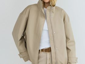 Короткая куртка с воротником-стойкой, Бежевый