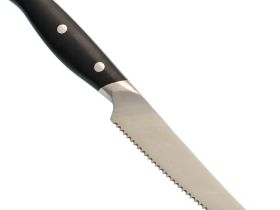 Нож кухонный для стейка Okroshka Tartar 9.5 см, сталь 5cr15mov, рукоять сталь/пластик