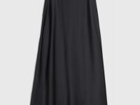 Атласная юбка миди А-силуэта, Черный