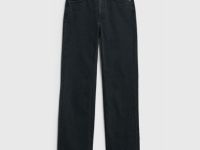 Прямые джинсы с высокой посадкой, Черный