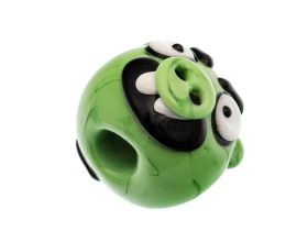Бусина Angry bird, зеленая, стекло