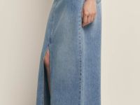 Джинсовая юбка макси с разрезом