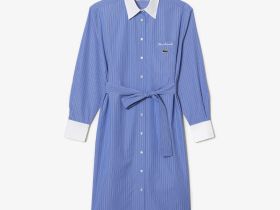 Платье - поло Lacoste в полоску с длинным рукавом и поясом