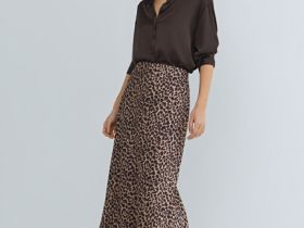 Сатиновая юбка А-силуэта, Бежевый