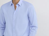 Рубашка из структурной ткани, Голубой