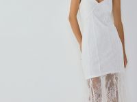 Кружевное платье на тонких бретелях, Белый