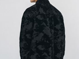 Куртка-рубашка из бархатистой ткани, Черный