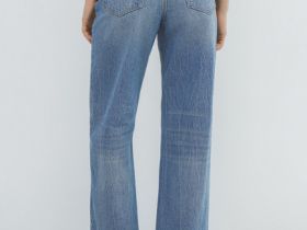 Широкие джинсы с высокой посадкой, Голубой