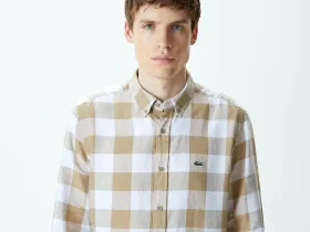 Мужская клетчатая рубашка Lacoste из смеси льна