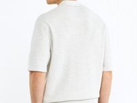 Поло из текстурной ткани с молнией, Серый