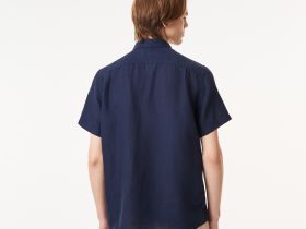 Мужская льняная рубашка Lacoste с коротким рукавом