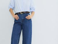 Широкие джинсы с высокой посадкой, Синий