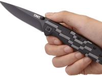 Полуавтоматический складной нож Hyperspeed, CRKT 7020, сталь 8Cr14MoV Black Oxide Coating, рукоять термопластик GRN