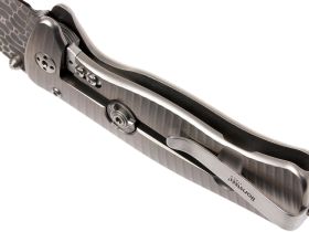 Нож складной LionSteel SR2DL G Mini, сталь клинка дамасская сталь Chad Nichols Damascus "Lizard" Pattern, рукоять титан по технологии Solid®, серый