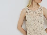 Ажурное платье миди А-силуэта, Бежевый