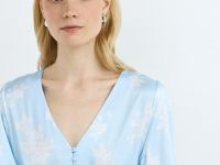 Платье миди с принтом, Голубой