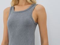 Трикотажное платье-майка в рубчик, Серый