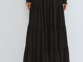 Юбка макси из шифона, Коричневый