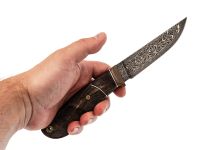 Авторский нож Ястреб, сталь мозаичный дамаск, подарочная шкатулка