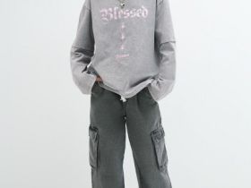 Лонгслив со стразами для девочек, Серый