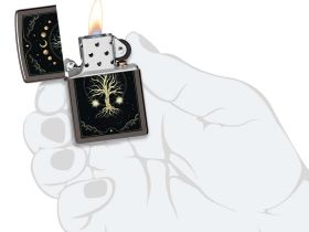 Зажигалка ZIPPO Mystic Nature Design с покрытием Black Ice®, латунь/сталь, черная
