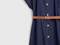 Платье-рубашка из денима с ремнём, Синий