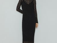 Ажурное платье миди, Черный