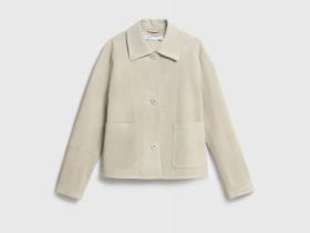 Короткая куртка из натуральной замши, Бежевый