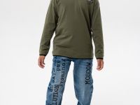 Брюки текстильные джинсовые утепленные флисом для мальчиков