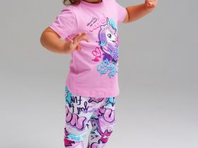 Комплект детский трикотажный для девочек: фуфайка (футболка), брюки (легинсы)