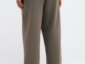 Широкие брюки со складками, Бежевый